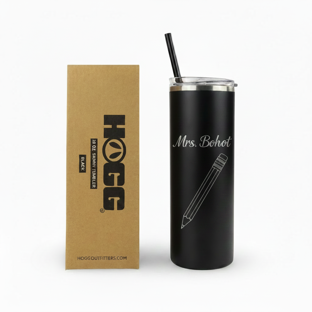 20oz POWDER COATED SKINNY TUMBLER One Side Personalized