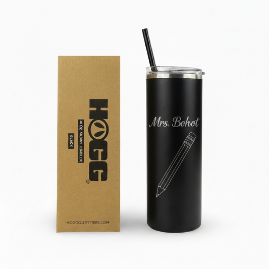 20oz POWDER COATED SKINNY TUMBLER One Side Personalized
