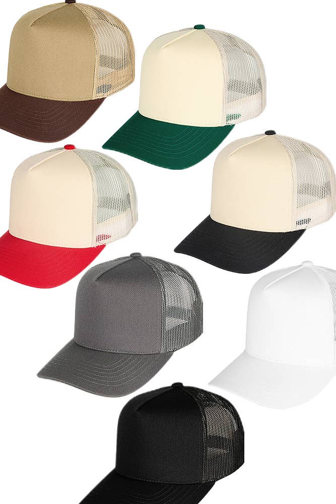 C.C Multi Color Cotton Mesh Back Snapback Trucker Cap