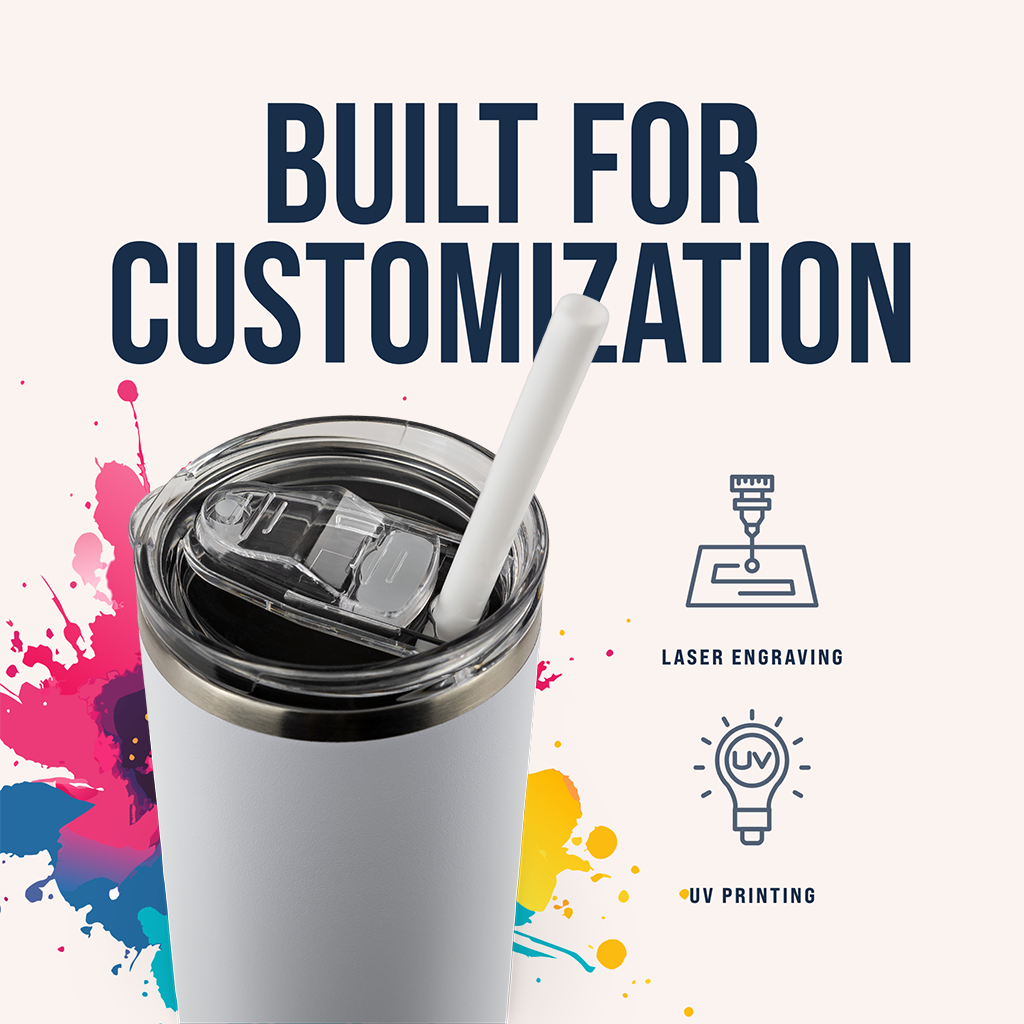 20oz POWDER COATED SKINNY TUMBLER One Side Personalized