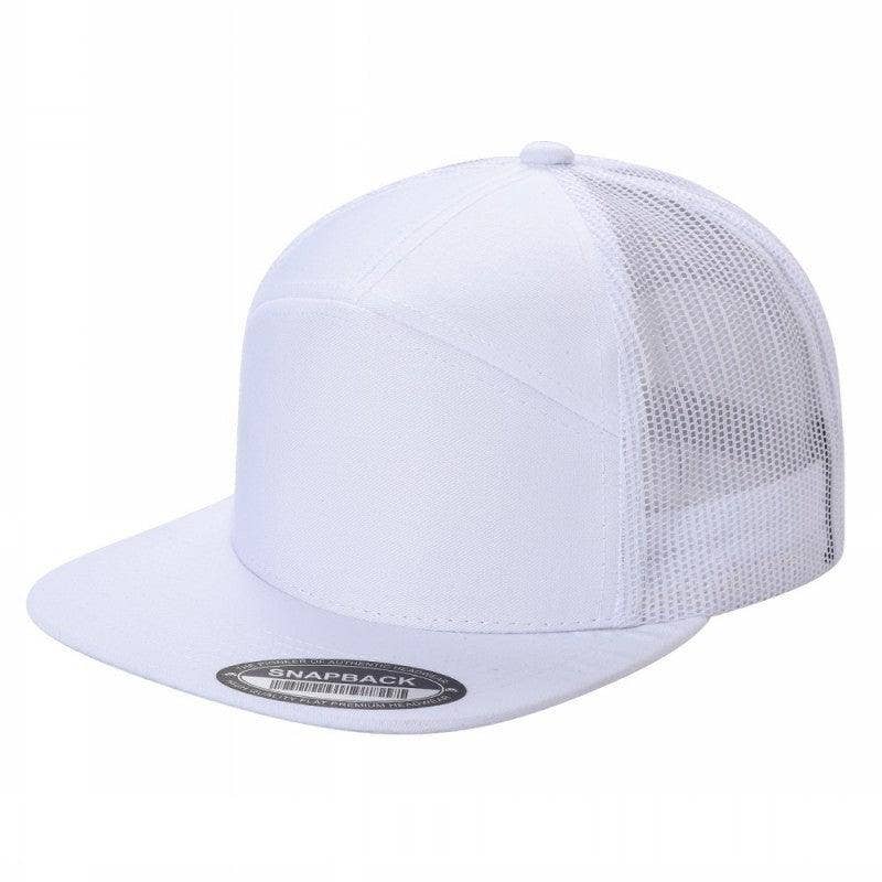 Unbranded 7-Panel Trucker Flat Bill Hat, Blank 7 Panel Mesh Back Cap