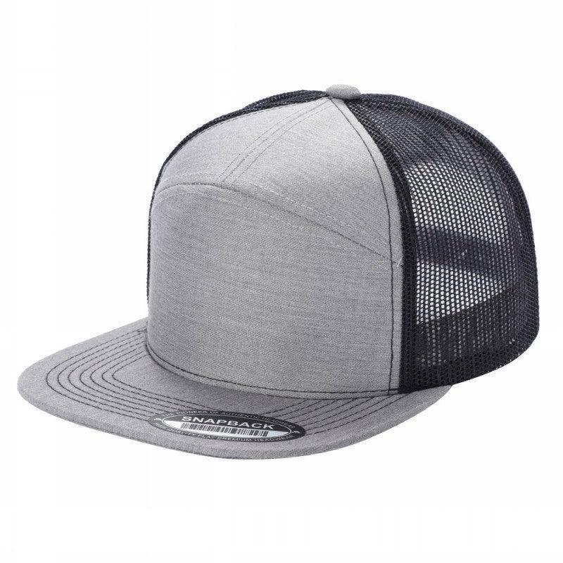 Unbranded 7-Panel Trucker Flat Bill Hat, Blank 7 Panel Mesh Back Cap
