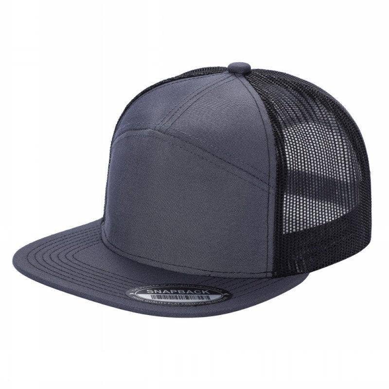 Unbranded 7-Panel Trucker Flat Bill Hat, Blank 7 Panel Mesh Back Cap