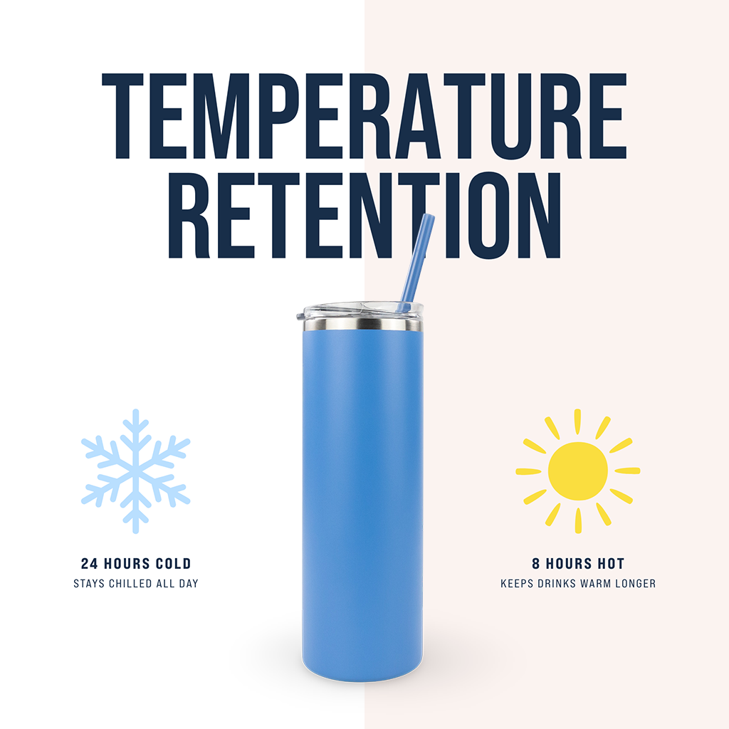 20oz POWDER COATED SKINNY TUMBLER One Side Personalized