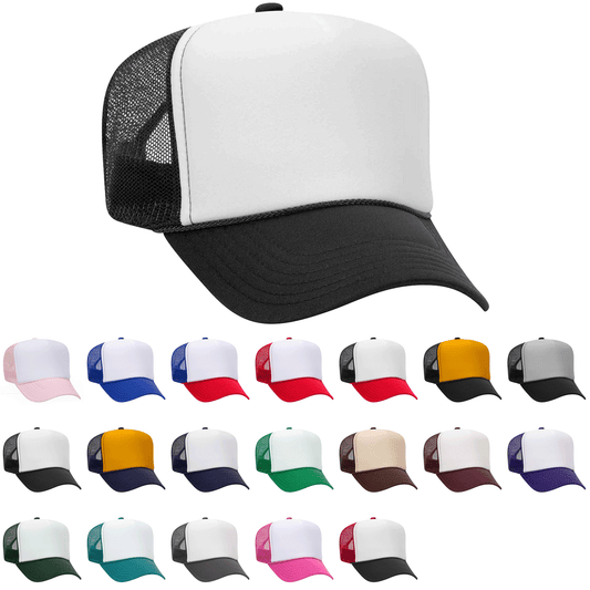 Otto 39-169 5 Panel High Crown Mesh Back Foam Trucker Hat, Polyester Foam Cap