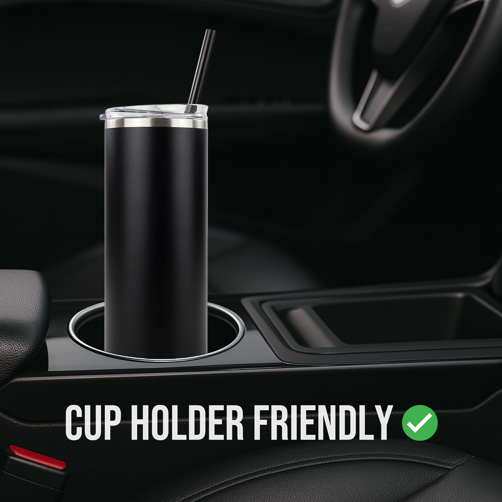 20oz POWDER COATED SKINNY TUMBLER One Side Personalized