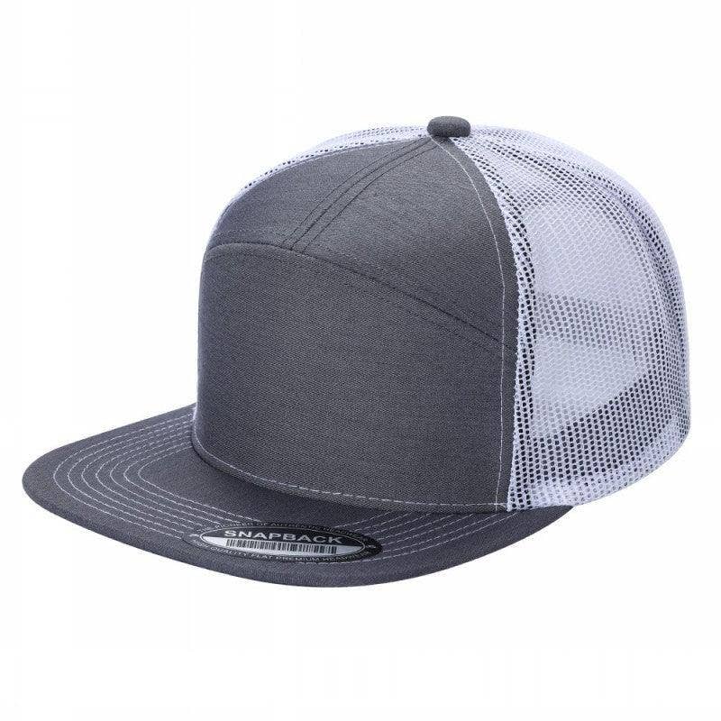 Unbranded 7-Panel Trucker Flat Bill Hat, Blank 7 Panel Mesh Back Cap