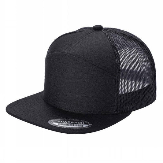 Unbranded 7-Panel Trucker Flat Bill Hat, Blank 7 Panel Mesh Back Cap