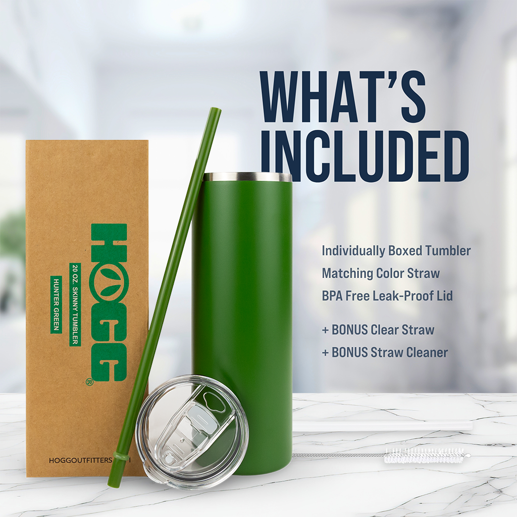 20oz POWDER COATED SKINNY TUMBLER One Side Personalized